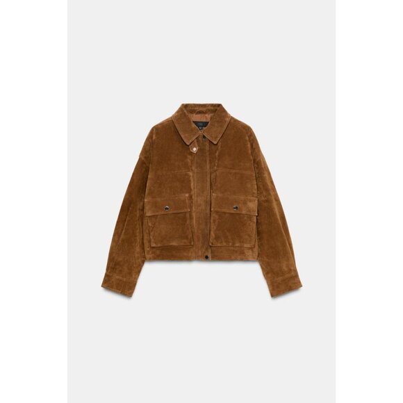 ZARA 100% LEATHER BOMBER JACKET - Picture 8 of 11